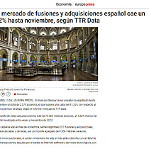 El mercado de fusiones y adquisiciones espaol cae un 12% hasta noviembre, segn TTR Data